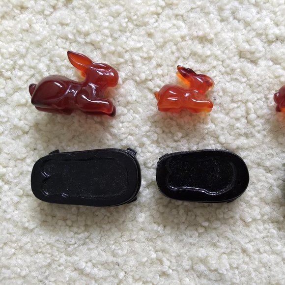 vintage 60s NWT carved agate rabbit figurine gift set 🎈HOST PICK🎈 - Picture 7 of 15